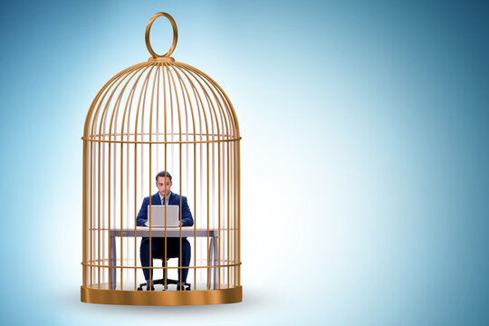 Businessman caught in the cage