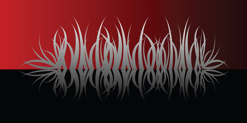 a modern twist on grass reflection with a red background