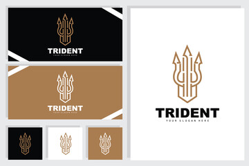 Trident Logo, Vector Magic Spear of Poseidon Neptune, Triton King Design, Template Icon Brand Illustration