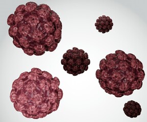 Isolated human papillomavirus or HPV. a viral infection that commonly causes skin or mucous membrane growths or warts 3d rendering - obrazy, fototapety, plakaty