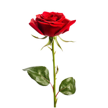 red rose isolated on white created with Generative AI