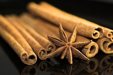 cinammon and anise,close-up