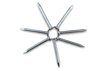 Metallic nails on a transparent background. The idea of repair, construction.