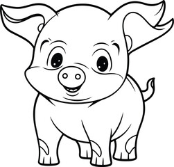 Coloring Pages Vector, Vector Animal design, illustration Pig