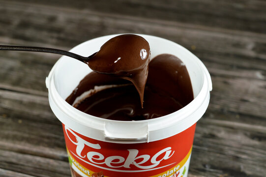 Cairo, Egypt, May 31 2023: Teeka hazelnut chocolate spread, made from ingredients like selected hazelnuts and delicious cocoa, has an authentic taste of hazelnuts and cocoa with creaminess