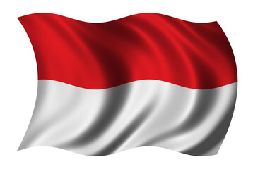 Flag of Indonesia waving in the wind - clipping path included