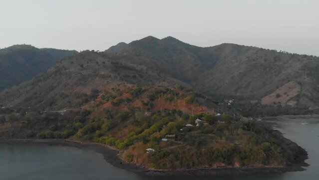 Dusk view around Asakota, Bima from drone perspective