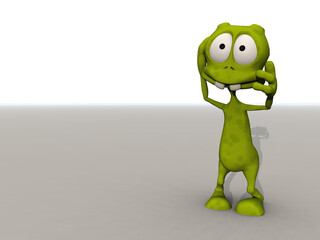 cartoon alien grasps his head in shock