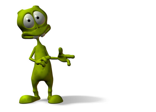 cartoon alien with surprised expression w/ clipping mask