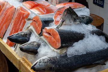 Fresh salmon on Ben Thanh market