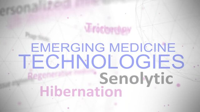 Typography animation, consisting of upcoming technologies of medicine tags. Technology innovations concept