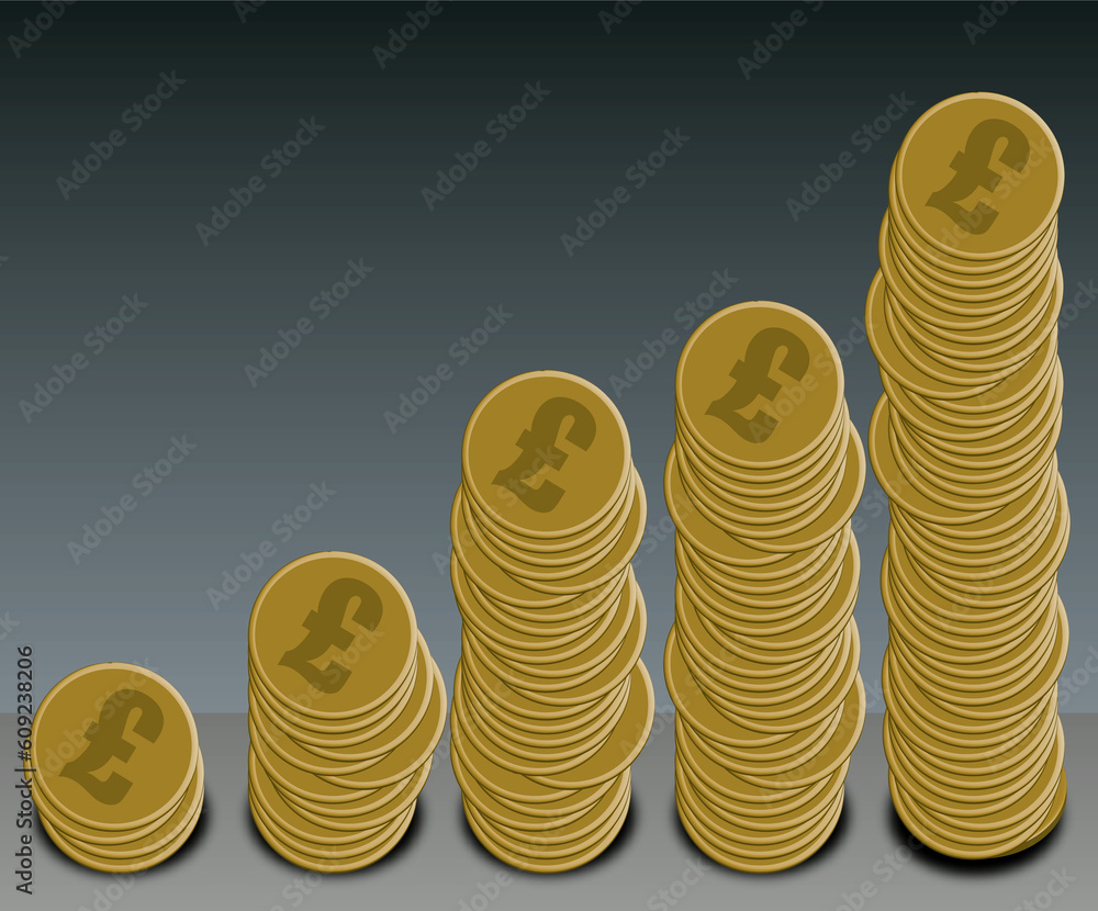 Poster a selection of gold dollar coins arranged in a graph shape