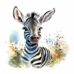 Fototapeta na wymiar Zebra Cute Book Illustration. Generative AI