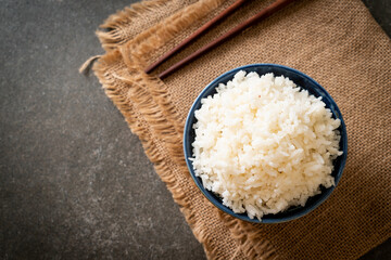 cooked white rice bowl