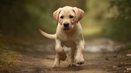 Adorable labrador retriever Outdoors in the grass with the cute look, generative ai