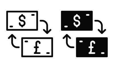 Currency exchange icon with outline and glyph style.