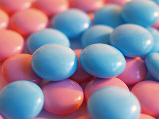 pink and blue pills of vitamin