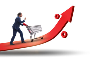 Man in high grocery inflation concept