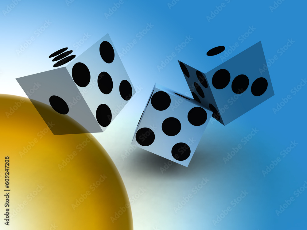 Poster a image of a set of dice that have been thrown, it would be suitable for images based on betting.
