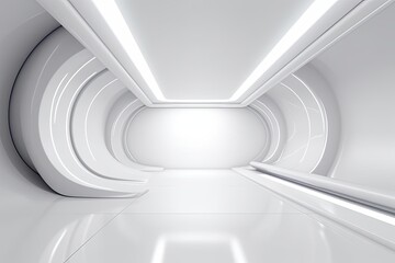 Brightly Lit White Tunnel with a Light at the End Generative AI