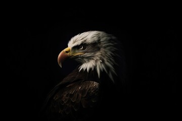 Obraz premium majestic bald eagle against a dark background Generative AI