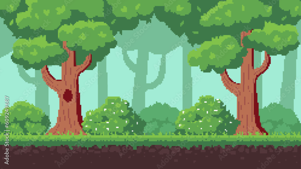 Wall mural 8bit forest landscape