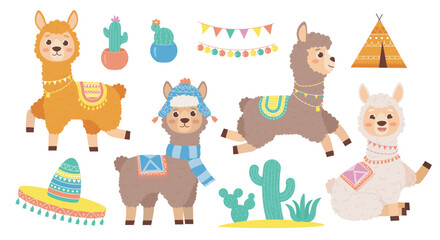 Fototapeta premium Cute llama set