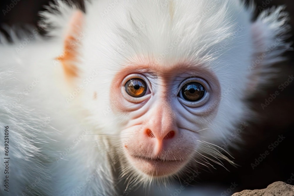 Poster close-up portrait of a monkey with blurred background generative ai