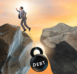 Concept of debt and load with businessman