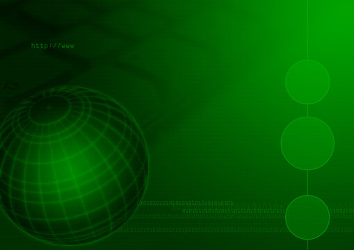 technology concept, montaged background depicting computer technology, keyboard, internet and world globe. green hues