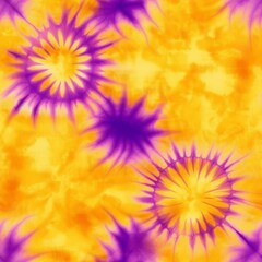 Fototapeta premium Yellow Gold and Purple Tie Dye Texture Seamless Pattern [Generative AI]