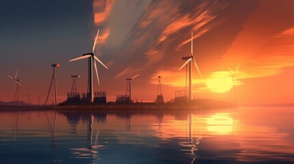 Wind Power Turbines - Wind Renewable Energy Generation made with Generative AI