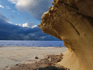 Erosion in limestone on the island of Malta, found in various localities on rocky shores.