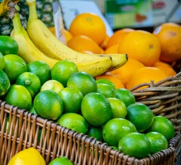 Citrus fruits at the market display stall