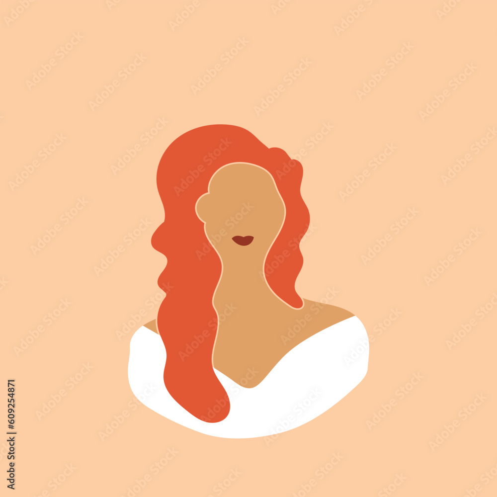 Wall mural red head women contemporary portrait vector illustration