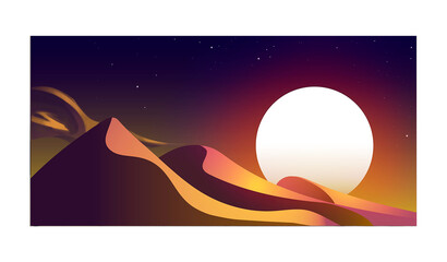 Ilustracion digital de dunas en la noche para portadas/tarjetas. © EDGARYAIR