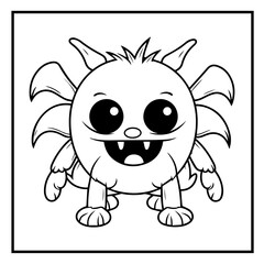 Yeti Crab Coloring Book Page Cartoon Ilustration