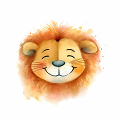 Face Of Cute Lion Water Color - 609256029