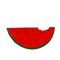 bited slice of watermelon