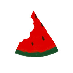 bited watermelon isolated on white background