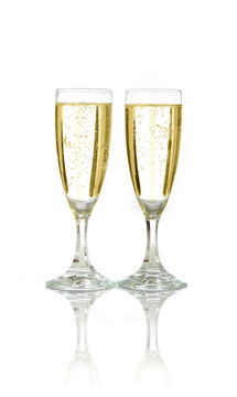 Pair of champagne flutes ready for celebration