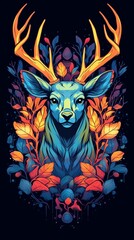 Wildlife in the style of vibrant illustrations, created with Generative AI technology