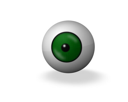 green 3d eye ball on white background