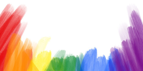 Watercolor brush strokes rainbow background with copy space. LGBTQ Pride month concept. Abstract art.