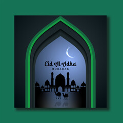  Eid al adha mubarak religious stylish bokeh background vector