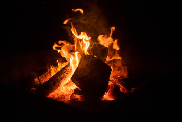 Campfire at Jamieson Creek Campground in Victoria, Australia