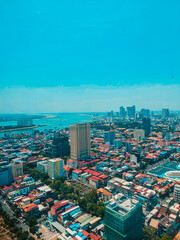 Fototapeta na wymiar Phnom Penh city river view, Cambodia 2023