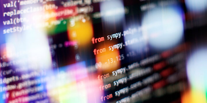 Abstract IT technology background. Software source code.