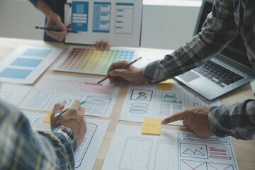 Website designer Creative planning application development draft sketch drawing template layout...