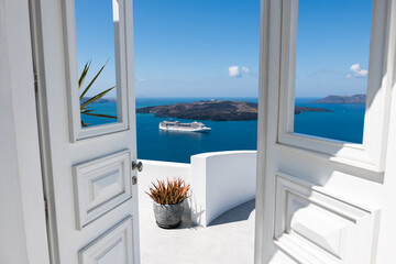 White architecture in Santorini island, Greece.